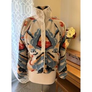 Free People FP Movement Rocky Ridge Fleece Jacket Button Front Multicolor, Small